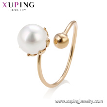 15195 Großhandel anmutige Damen Schmuck einfachen Design Nachahmung Perle einstellbar Fingerring
